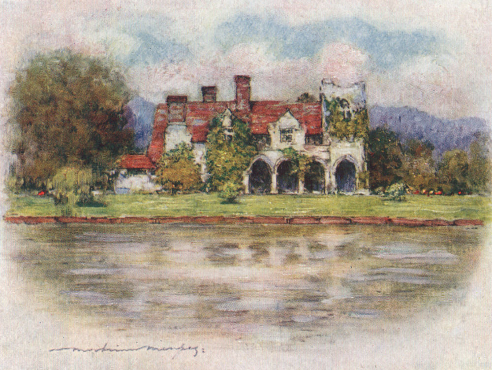 'Medmenham Abbey' by Mortimer Menpes. Buckinghamshire. SMALL 1906 old print